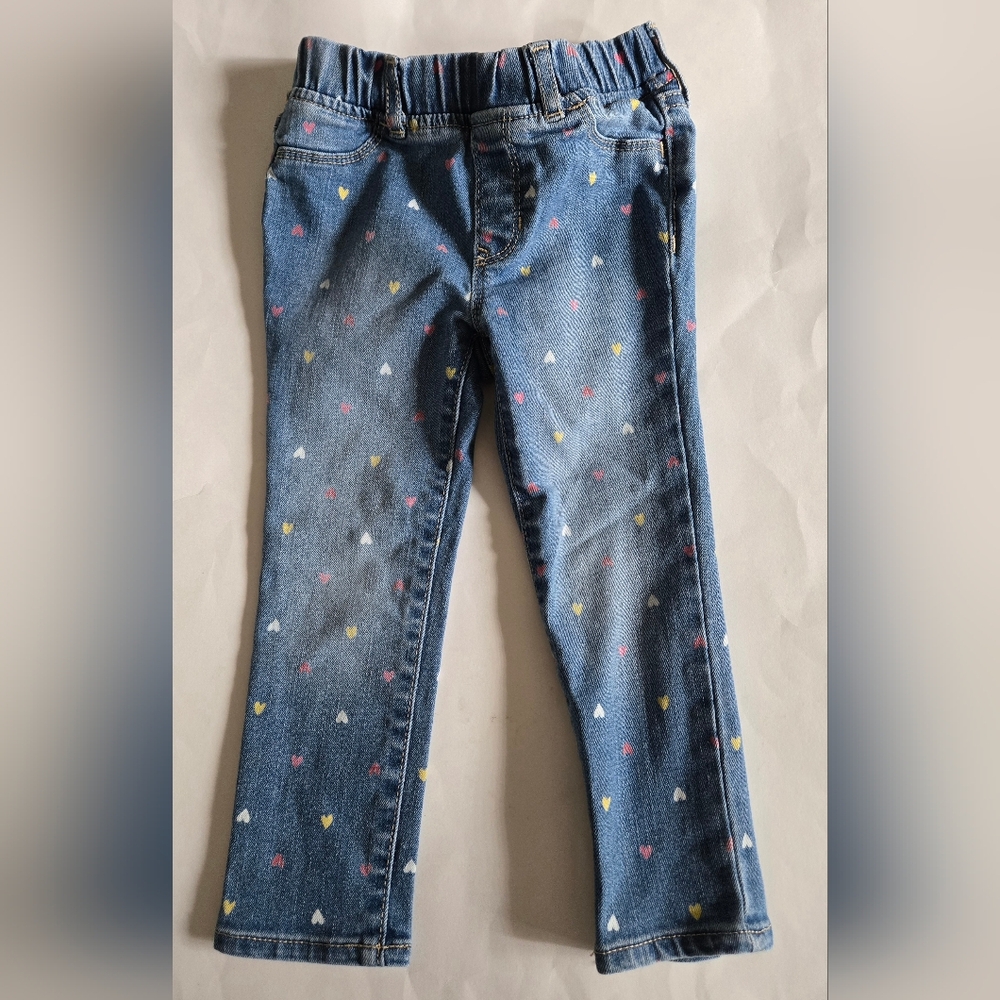 GAP Denim Jegging Jeans Toddler Girls 4 Years Multi Heart Print Valentines Day